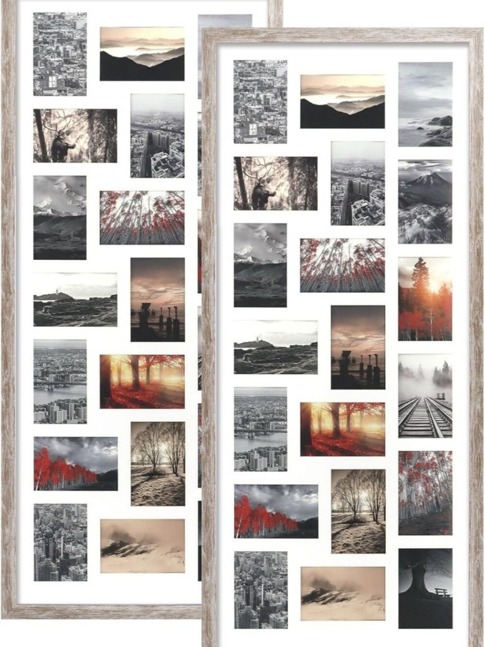 Set of 2 Rustic White 4x6 Collage Frames, 20 Openings Multi Picture Frame for